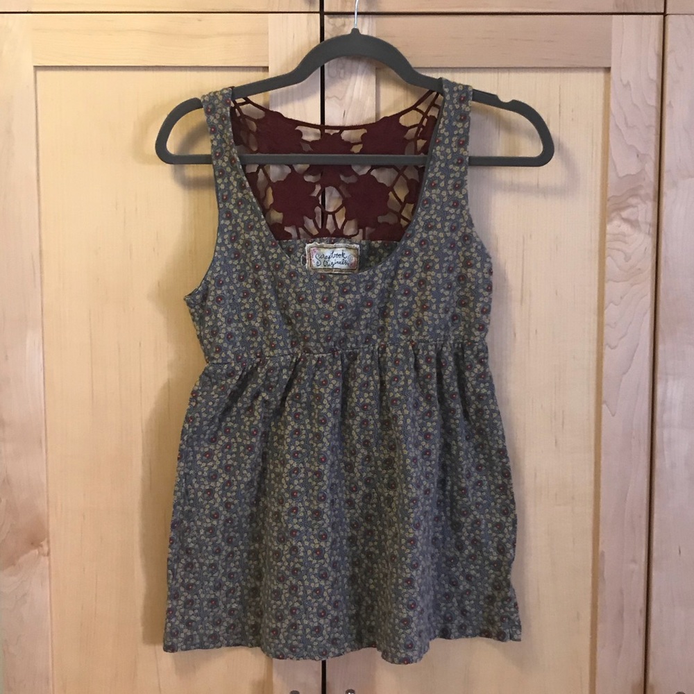 Scrapbook Originals Floral Print Lace Tank Top